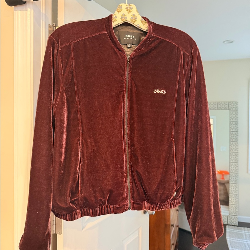 Obey Maroon Velvet Jacket